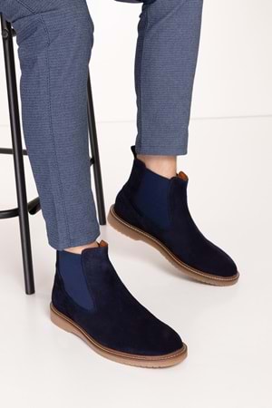 Gondol Erkek Hakiki Deri Kaucuk Taban Günlük Bot tx.77820 - Lacivert Süet - 41