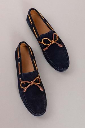 Gondol Erkek Hakiki Deri Hafif Taban Loafer Ayakkabı tx.7220 - Lacivert Süet - 41