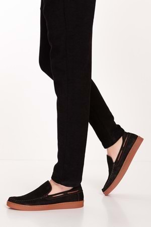 Gondol Erkek Hakiki Deri Rahat Taban Casual Ayakkabı tx.13930 - Siyah Nubuk - 42