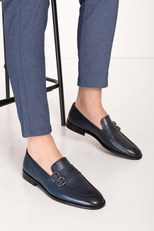 Gondol Erkek Hakiki Deri Kösele Taban Klasik Ayakkabı tx.8764 - Lacivert - 43