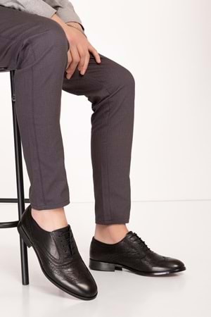 Gondol Erkek Hakiki Deri Kösele Taban Klasik Ayakkabı tx.8460 - Siyah - 41