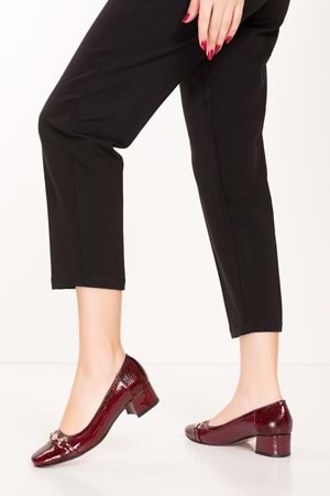 Gondol Kadın Hakiki Deri Klasik Topuklu Ayakkabı tx.058 - Bordo Petek - 37