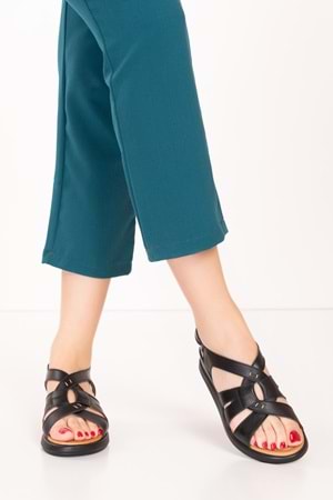 Gondol Kadın Hakiki Deri Günlük Rahat Sandalet anl.3211 - Siyah - 42