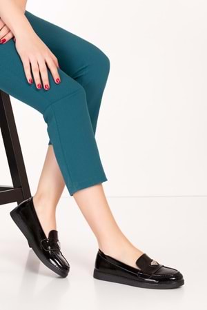 Gondol Kadın Hakiki Deri Günlük Şık Loafer anl.3200 - siyah rugan - 36