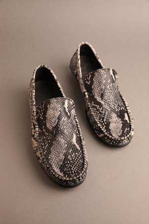 Gondol Erkek Hakiki Deri Klasik Loafer Siyah Yılan 41 ttx.209