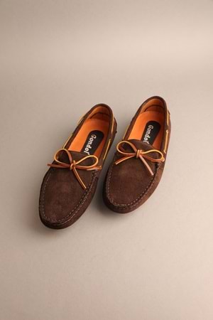Gondol Erkek Hakiki Deri Klasik Loafer Kahverengi Süet 40 ttx.237