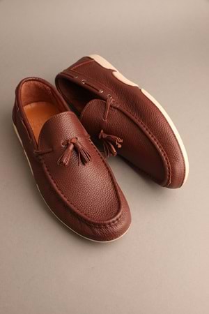 Gondol Erkek Hakiki Deri Klasik Loafer Kahverengi 44 ttx.251
