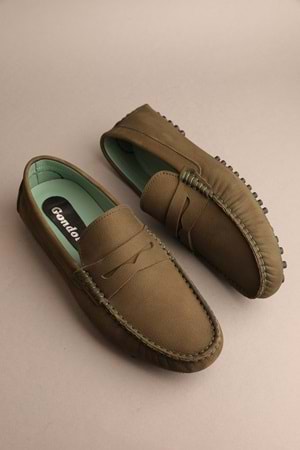 Gondol Erkek Hakiki Deri Klasik Loafer Haki 41 ttx.262
