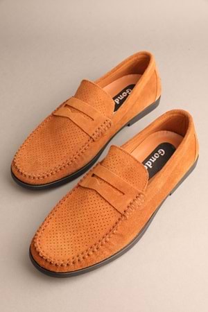 Gondol Erkek Hakiki Deri Klasik Loafer Kahverengi Süet 42 ttx.291