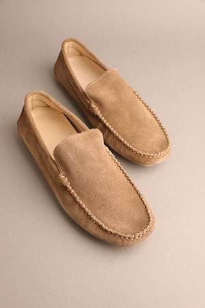 Gondol Erkek Hakiki Deri Klasik Loafer Vizon Süet 41 ttx.2019