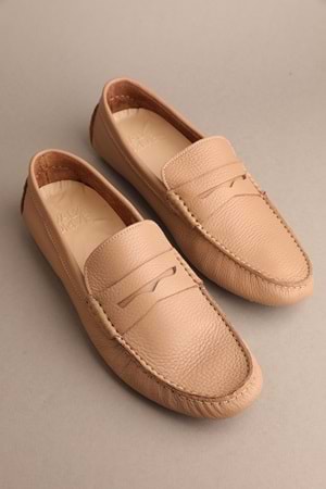 Gondol Erkek Hakiki Deri Klasik Loafer Vizon 45 ttx.20116