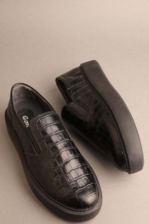 Gondol Erkek Hakiki Deri Klasik Casual Siyah Croco 42 ttx.502