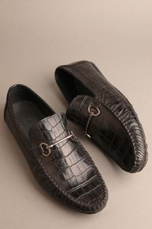 Gondol Erkek Hakiki Deri Klasik Loafer Siyah Croco 41 ttx.20140