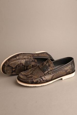 Gondol Erkek Hakiki Deri Klasik Loafer Siyah Yılan 42 ttx.20178