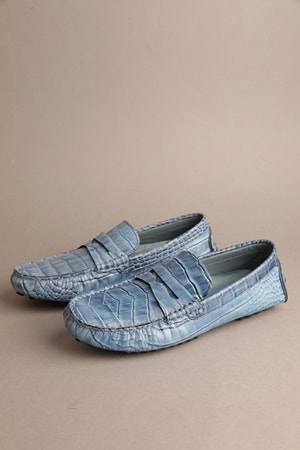 Gondol Erkek Hakiki Deri Klasik Loafer Mavi Croco 40 ttx.608