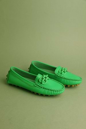 Gondol Kadın Hakiki Deri Klasik Loafer Yeşil 37 ttx.709