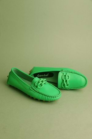 Gondol Kadın Hakiki Deri Klasik Loafer Yeşil 37 ttx.709