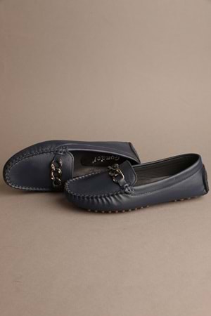Gondol Kadın Hakiki Deri Klasik Loafer Lacivert 37 ttx.716
