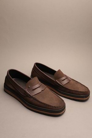 Gondol Erkek Hakiki Deri Klasik Loafer Kahve Nubuk 42 ttx.616