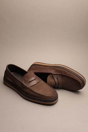 Gondol Erkek Hakiki Deri Klasik Loafer Kahve Nubuk 42 ttx.616