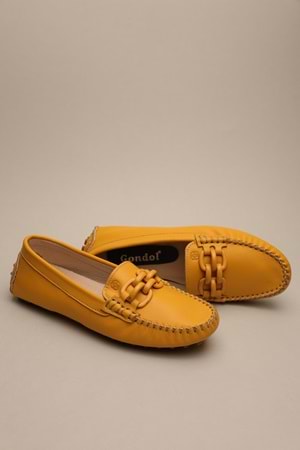 Gondol Kadın Hakiki Deri Klasik Loafer Sarı 37 ttx.788