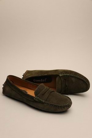 Gondol Kadın Hakiki Deri Klasik Loafer Haki 41 ttx.789