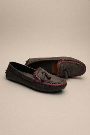 Gondol Kadın Hakiki Deri Klasik Loafer Gri 37 ttx.7011