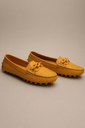 Gondol Kadın Hakiki Deri Klasik Loafer Sarı 37 ttx.7018