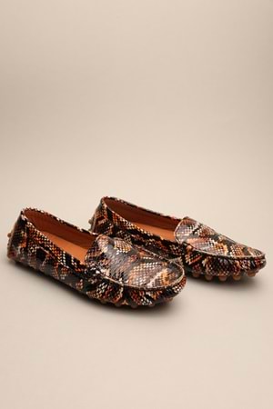 Gondol Kadın Hakiki Deri Klasik Loafer Siyah Yılan 37 ttx.7019