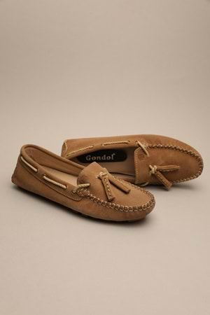 Gondol Kadın Hakiki Deri Klasik Loafer Vizon Süet 37 ttx.70115