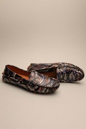 Gondol Kadın Hakiki Deri Klasik Loafer Siyah Yılan 37 ttx.70117
