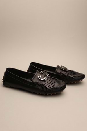 Gondol Kadın Hakiki Deri Klasik Loafer Siyah 37 ttx.70120