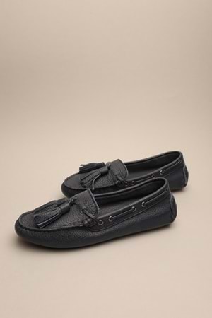 Gondol Kadın Hakiki Deri Klasik Loafer Lacivert 37 ttx.70132