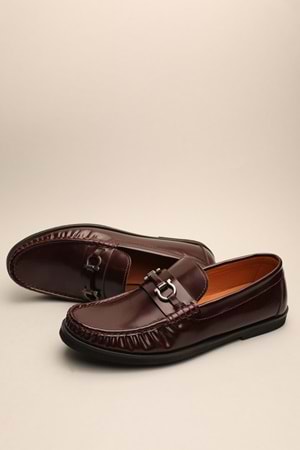 Gondol Erkek Hakiki Deri Klasik Loafer Bordo 42 ttx.630