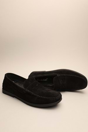 Gondol Erkek Hakiki Deri Klasik Loafer Siyah Süet 41 ttx.639