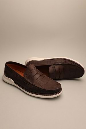 Gondol Erkek Hakiki Deri Klasik Loafer Kahve Croco 41 ttx.651