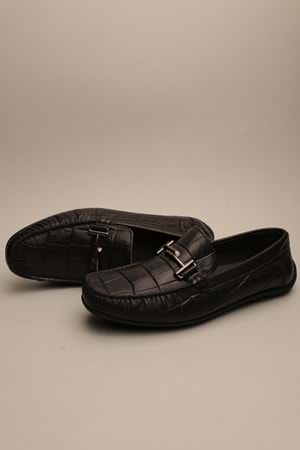 Gondol Erkek Hakiki Deri Klasik Loafer Siyah Croco 40 ttx.663