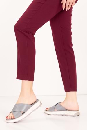 Gondol Hakiki Deri Anatomik Taban Rahat Çapraz Terlik kla.6030 - Gri - 36