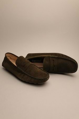 Gondol Erkek Hakiki Deri Klasik Loafer Haki Süet 41 ttx.685