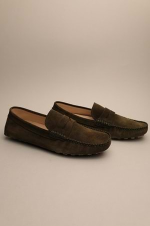 Gondol Erkek Hakiki Deri Klasik Loafer Haki Süet 41 ttx.685