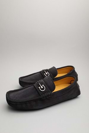 Gondol Erkek Hakiki Deri Klasik Loafer Siyah Süet 43 ttx.6013