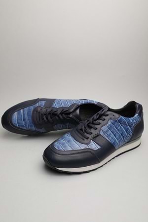 Gondol Erkek Hakiki Deri Klasik Casual Mavi Croco 46 ttx.511