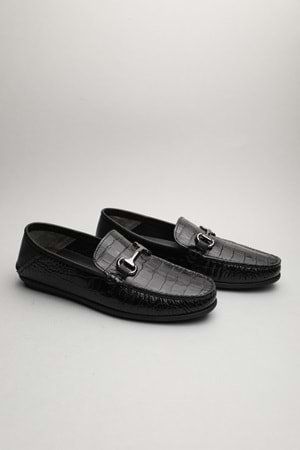 Gondol Erkek Hakiki Deri Klasik Loafer Siyah Croco 41 ttx.60151