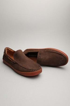 Gondol Erkek Hakiki Deri Klasik Loafer Kahve Nubuk 41 ttx.60156