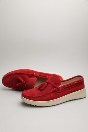 Gondol Erkek Hakiki Deri Klasik Loafer Kırmızı Süet 43 ttx.60168
