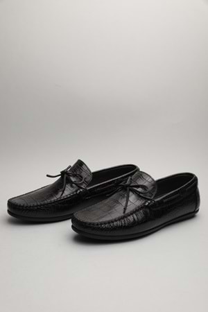 Gondol Erkek Hakiki Deri Klasik Loafer Siyah Croco 42 ttx.60177