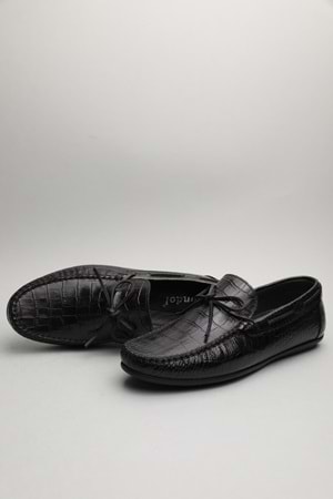 Gondol Erkek Hakiki Deri Klasik Loafer Siyah Croco 42 ttx.60177