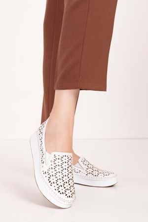 Gondol Hakiki Deri Rahat Yazlık Ayakkabı kla.15 - Beyaz - 36