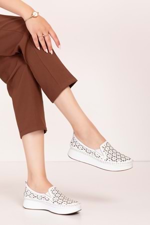 Gondol Hakiki Deri Rahat Yazlık Ayakkabı kla.15 - Beyaz - 36