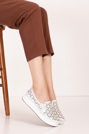 Gondol Hakiki Deri Rahat Yazlık Ayakkabı kla.15 - Beyaz - 36